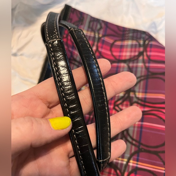 Coach Poppy Tartan Shoulder Bag Tote Rare Pink - Picture 7 of 10